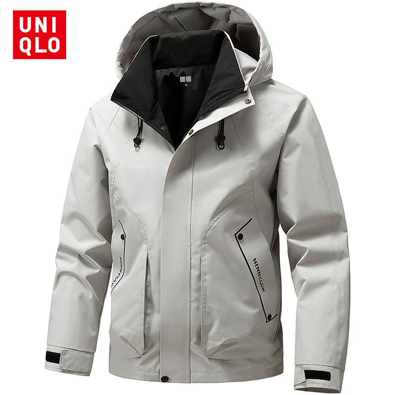 UNIQLO ยูนิโคล่ เสื้อแจ็คเก็ตกันลมและกันน้ํากลางแจ้ง, เสื้อแจ็คเก็ตลําลองผู้ชาย ม-5เอ็กแอล, เสื้อกันลมแบบมีฮู้ดแบบนิ่ม