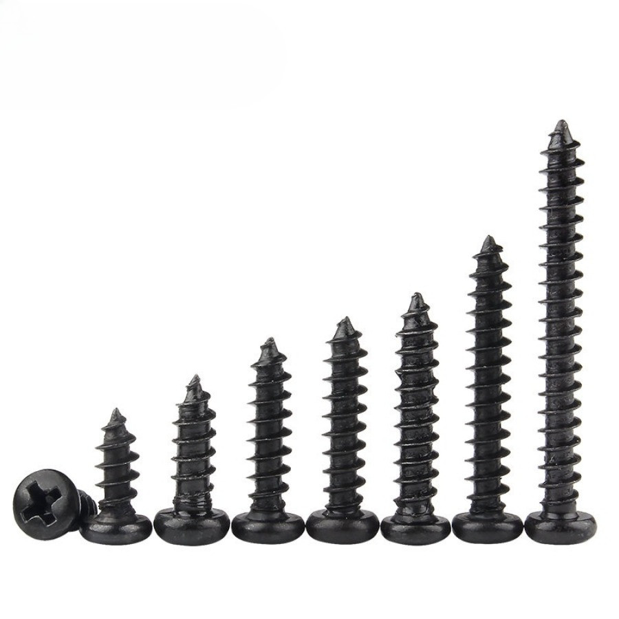 เหล็กคาร์บอนสีดํา PA Phillips หัวกลมสกรูแตะตัวเอง M1/M1.2/M1.4/M1.7/M2/M2.3/M2.6/M3 (XD-VN)