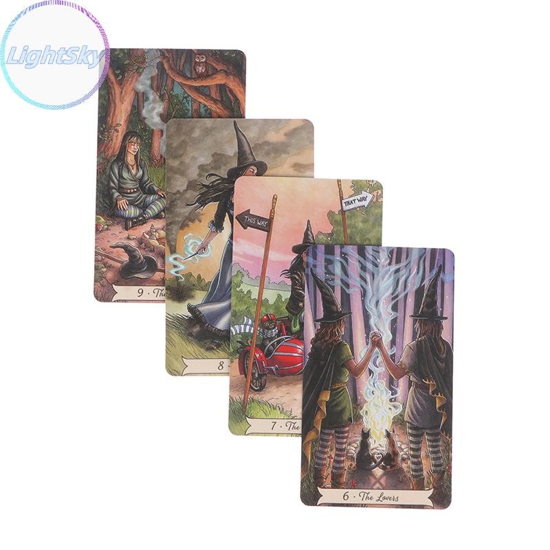 Lightsky Tarot Cards หนังสือไพ่ทาโรต์ในภาษาอังกฤษทุกวันแม่มดไพ่ทาโรต์เครื่องมือ TH