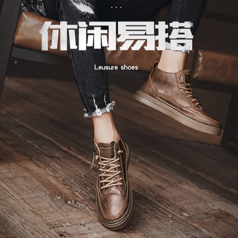 รองเท้าบู๊ท Martin ของผู้ชายพร้อมกำมะหยี่เพื่อให้รองเท้าหนังลำลองสำหรับผู้ชายเพิ่มความสูงในฤดูใบไม้ผลิรองเท้าธุรกิจ - รูปที่ 3