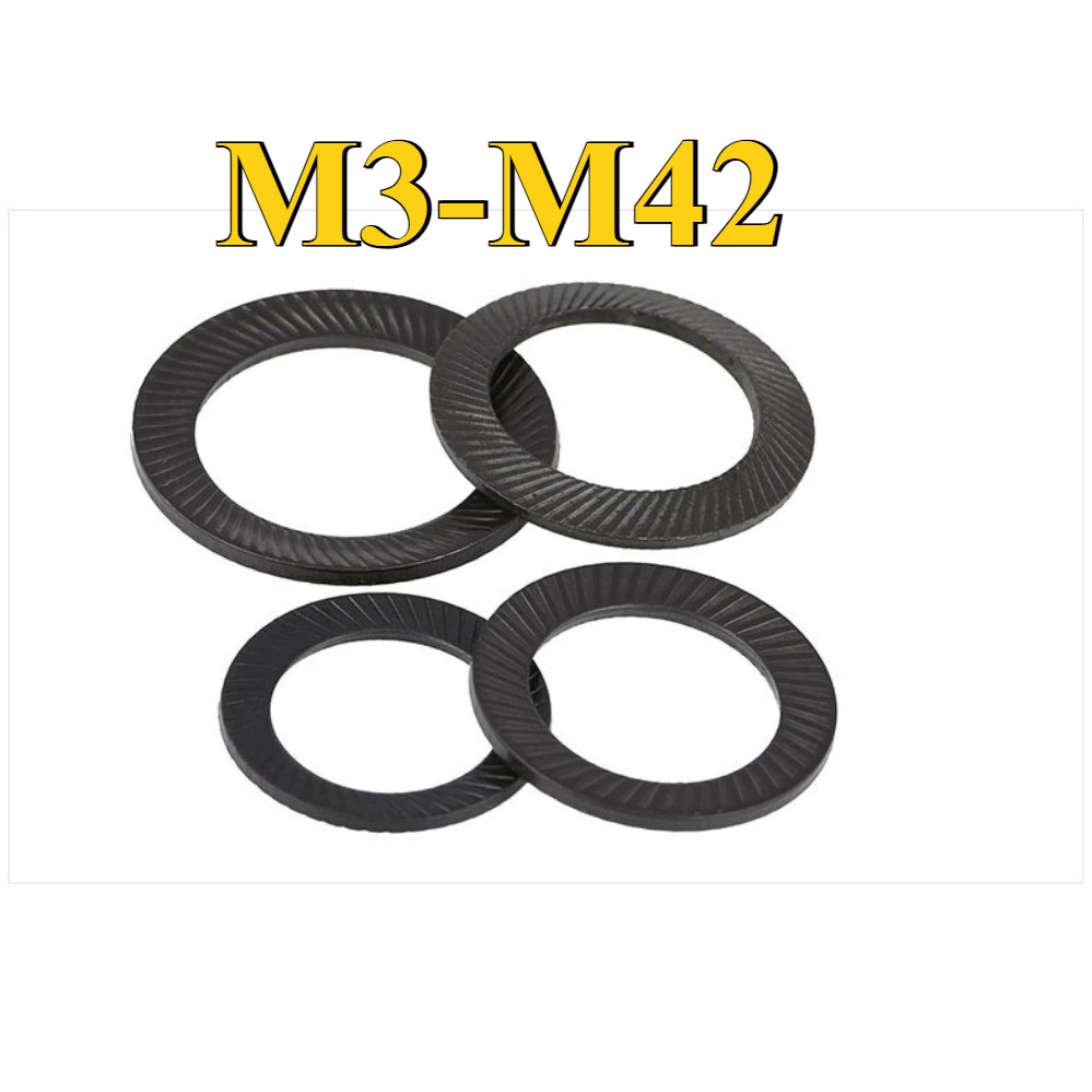ปะเก็นกันลื่นสองด้านเหล็กคาร์บอน สีดํา M3-M42 (HJC-DM) (Y18)
