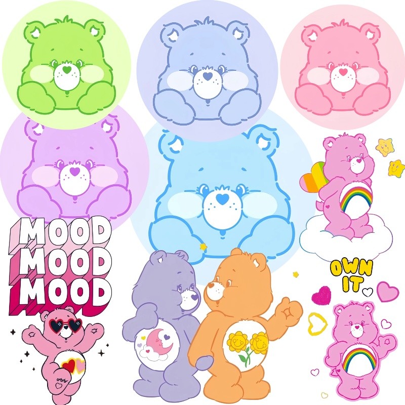 Care Bears สติ๊กเกอร์ปั๊มร้อน สำหรับตกแต่งเสื้อผ้า DIY สามารถซักทำความสะอาดได้