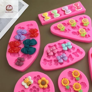 [12h Ship]Myoloy น่ารักการ์ตูนดอกไม้ Bow Bee Fondant แม่พิมพ์ซิลิโคน DIY Cupcake Fondant เค้กตกแต่งช็อกโกแลต Candy เบเกอรี่แม่พิมพ์ TH