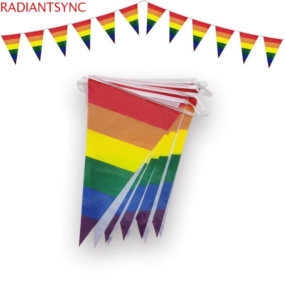 Radiantsync Rainbow Flag, 5M 10 Faces สามเหลี่ยมสีสันธงสามเหลี่ยม,อุปกรณ์ตกแต่งเลสเบี้ยน Pride Day มัลติฟังก์ชั่นทนทาน LGBT Pride มือธง Homocsex