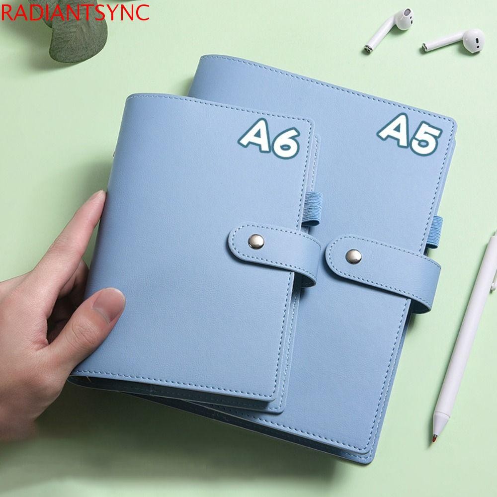 Radiantsync A5/A6 Binder Notebook Cover, PU Leather Refillable Loose Leaf Notebook Cover, Soft|สีพร้อมห่วงปากกาพร้อมช่องใส่การ์ด Journal Agenda Planner Cover Study