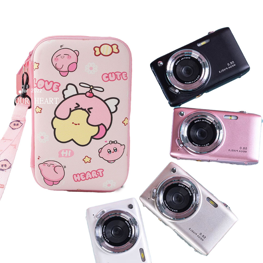 น่ารัก Kirby Ccd กระเป๋ากล้อง Hold-Proof Hard Shell การบีบอัด-Resistant การ์ดดิจิตอลขนาดเล็กกระเป๋าเก็บกล้องเหมาะสําหรับ Canon Sony กระเป๋าเครื่องสําอาง