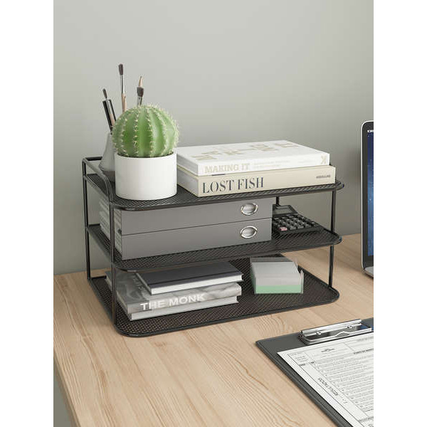 ชั้นหนังสือ ชั้นวางของ ชั้นเก็บเอกสารเดสก์ท็อปกล่องเก็บโฟลเดอร์สำนักงานชั้นวางเอกสารโลหะชั้นวางเอกสารหลายชั้น - รูปที่ 2