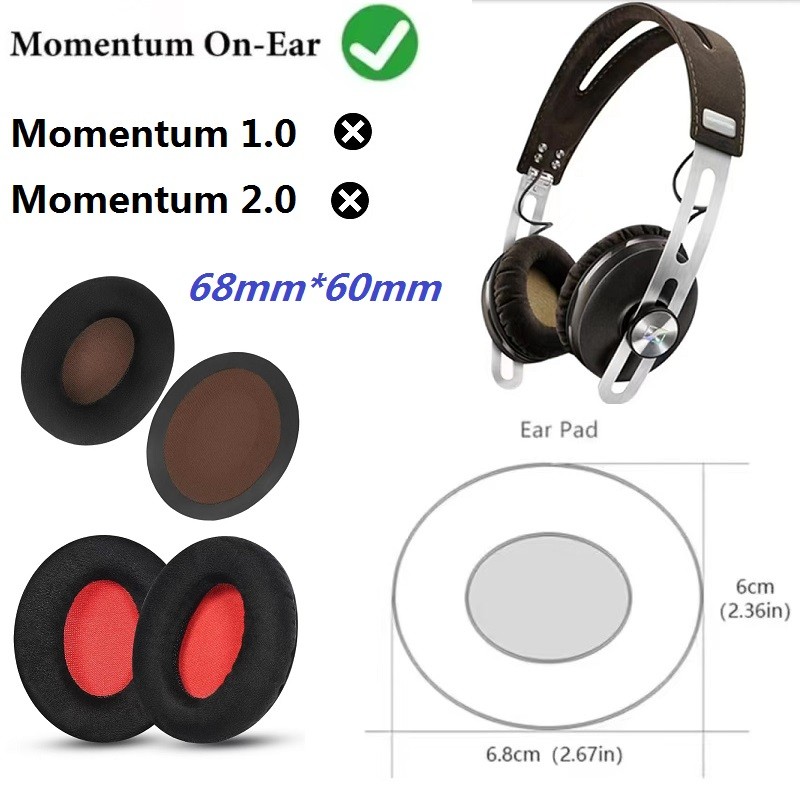 แผ่นรองหูฟังสําหรับ Sennheiser MOMENTUM ON-Ear หูฟังไร้สายเปลี่ยน 68*60 มม. แผ่นรองหูฟังกํามะหยี่ Earmuffs หมอนหู