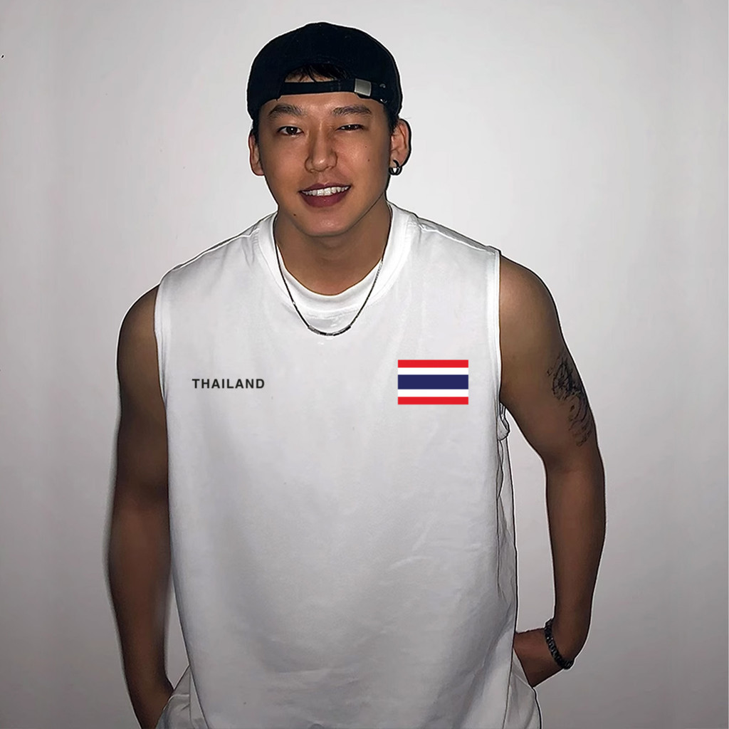 UT shop เสื้อผู้ชาย เเขนกุด คอกลม เสื้อ 'THAILAND' เสื้อยืด oversize cotton 100% เสื้อแขนกุด เสื้อบาส ไม่ต้องรีด