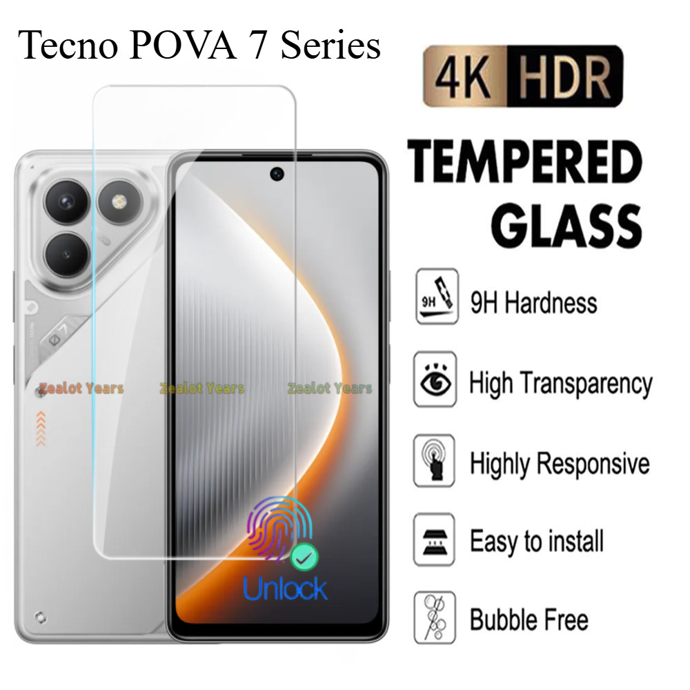 สําหรับ Tecno Pova 7 Ultra 5G Pova7 6Pro 5Pro 6Neo 4Gกระจกนิรภัยโปร่งใสสูงหน้าจอป้องกันฟิล์ม