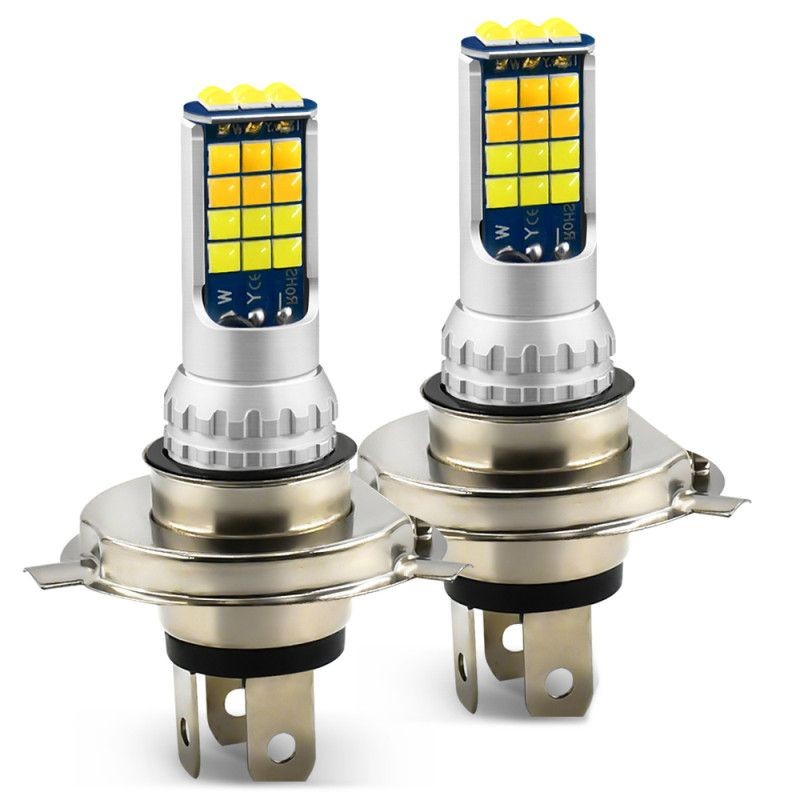 H4h7 หลอดไฟรถยนต์ led ไฟหน้าไฮไลท์ 120W150W ใกล้สูงสีเหลืองสีขาวการแปลงสองสี 12V24V Universal 6.25