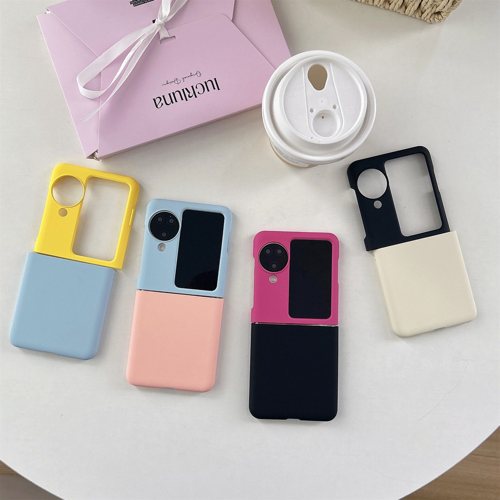 Simple Classic Fresh น่ารักเกาหลีบล็อกสีเคสโทรศัพท์แม่เหล็กสําหรับ OPPO Find N2 FliP ค้นหา N3 Flip ฝ