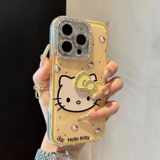 Dopamine Kitty Diamond Bow เหมาะสําหรับเคสโทรศัพท์ iPhone 17Promax Apple 16/15/14/13/12/11 การป้องกันเลนส์