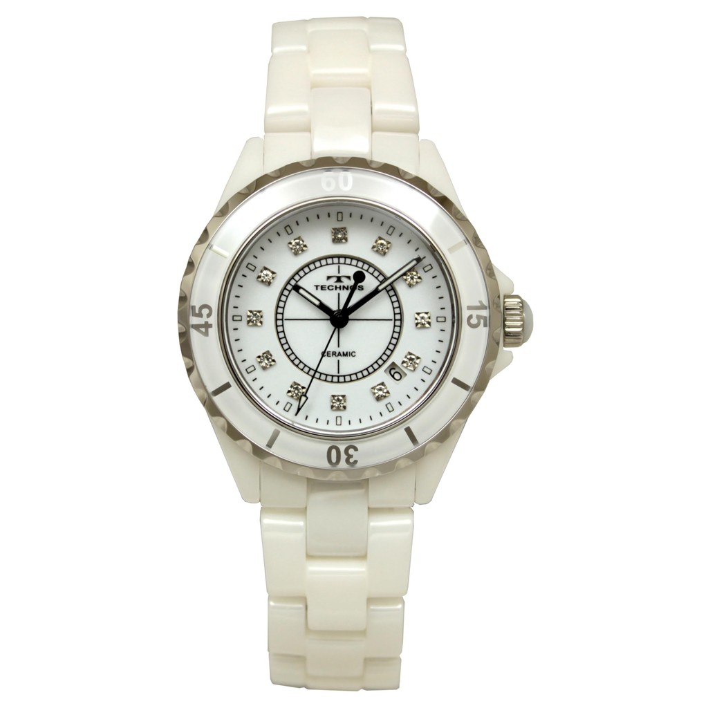 Technos Ceramic Date Watch T9C06WW Men's White