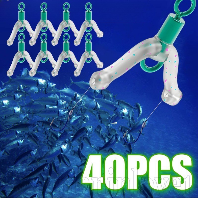 40/20/10 ชิ้น Fish Hook Splitters - อุปกรณ์อุปกรณ์ตกปลา - Anti-Tangle สายตกปลา Organizer - 8 รูปซิลิโคน Elastic Splitter - สําหรับผู้ที่ชื่นชอบการตกปลา