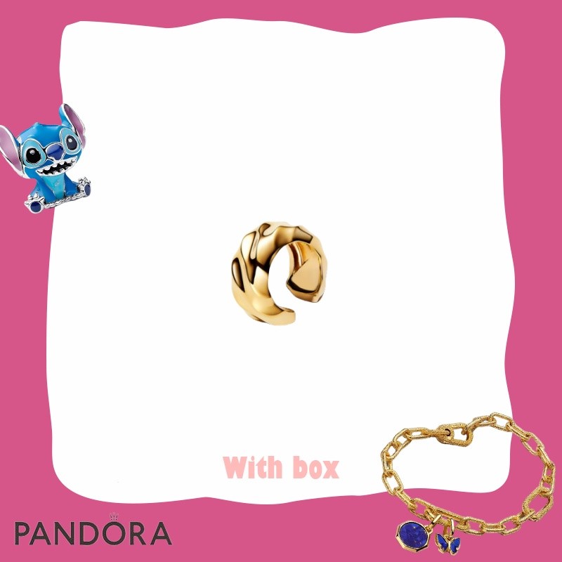 พร้อมกล่องFashion Design Gift Women Jewelry S925 Sterling Silver Original PANDORA / Ripple Ear Cuff 