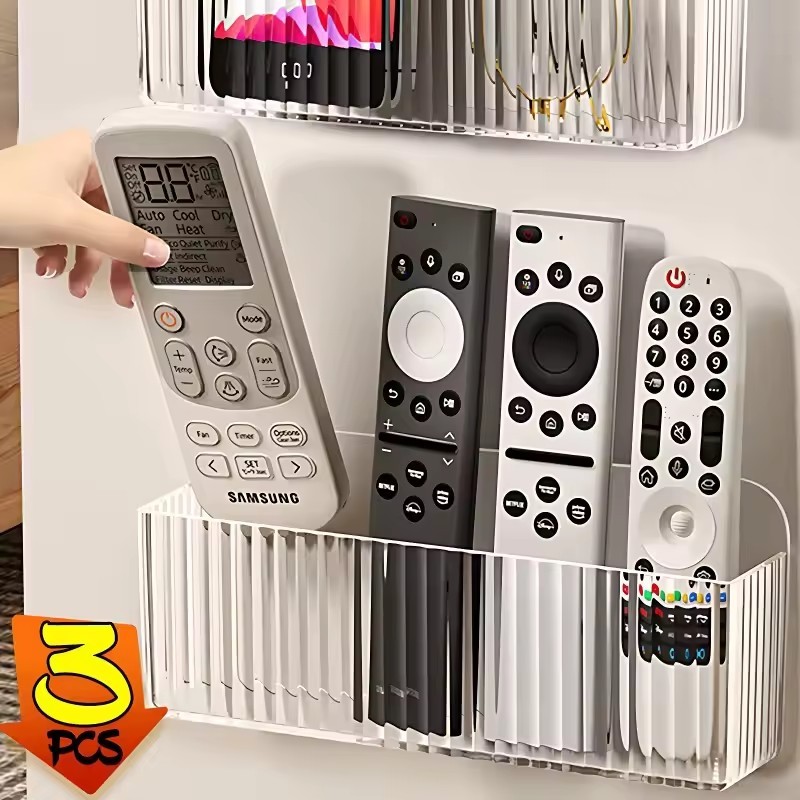 กล่องเก็บผนังอะคริลิคเจาะฟรี 1/2/3 ชิ้น | 19.1x8.2 ซม. โปร่งใส ออแกไนเซอร์ พร้อมตัวยึดกาว ประหยัดพื้นที่สําหรับห้องขนาดเล็ก