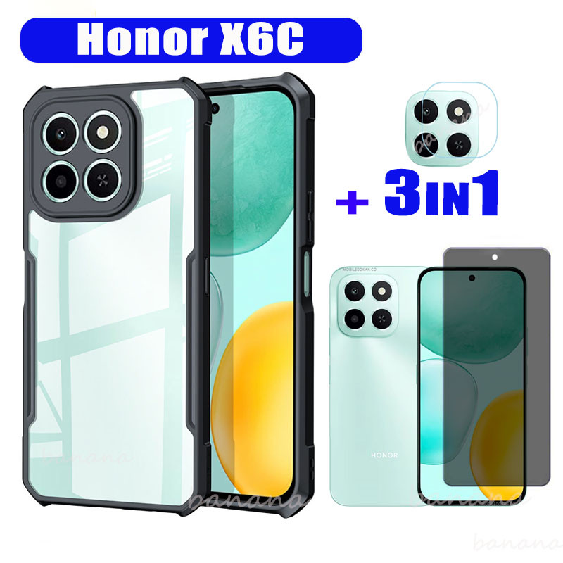สําหรับ Honor X6C เคสโทรศัพท์กันกระแทก Honor X7C X8C X6B ความเป็นส่วนตัวกระจกนิรภัยป้องกันหน้าจอ