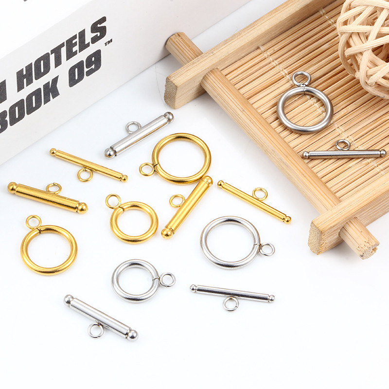 หัวเข็มขัดสแตนเลสสีสำหรับสร้อยข้อมือและสร้อยคอ DIY อุปกรณ์เสริมทำเครื่องประดับ