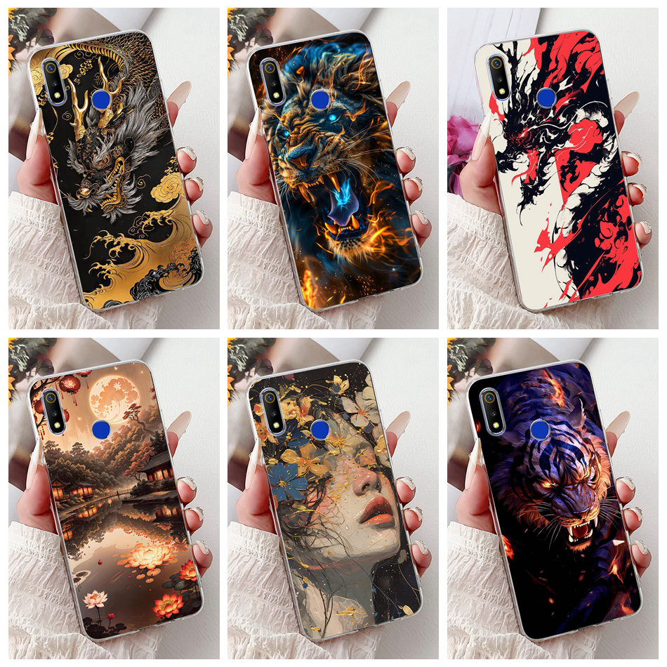 สําหรับRealme 3 3i 3Proใหม่Cool DragonภาพวาดปลอกRealme3 3i 3 Proซิลิโคนอ่อนนุ่มTPUเคสโทรศัพท์