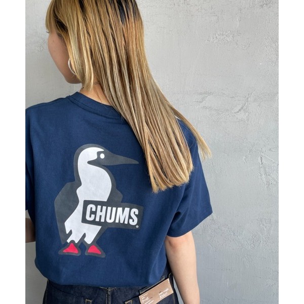 Chums กลับพิมพ์แขนสั้นหลวมสบายๆ Commuting Daily คู่ผ้าฝ้ายเสื้อยืด