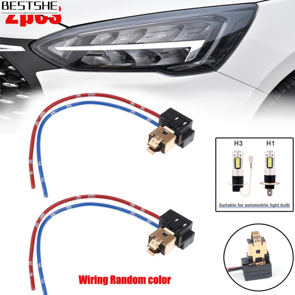 {bestshe}2PCS H1 H3 Socket Extension Wiring Harness-Connector LED Headlight Adapter
