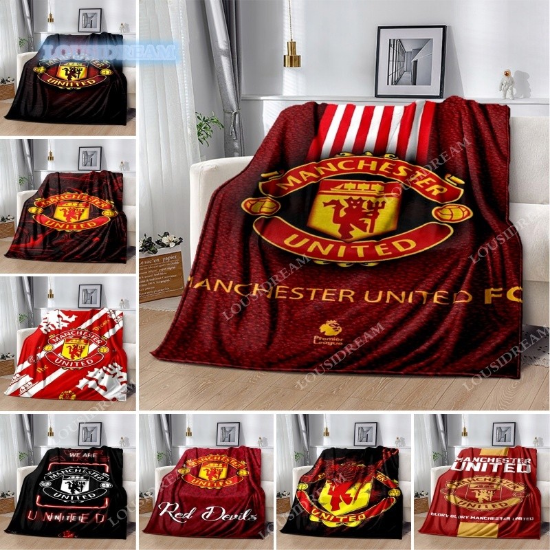 3dprinting Manchester United FC โลโก้โยนผ้าห่มสักหลาดนุ่มผ้าห่มบางสําหรับเตียงโซฟาcover a1