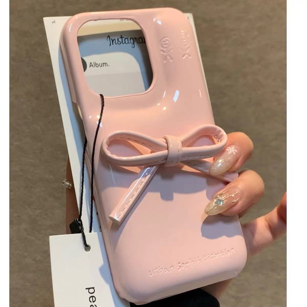 หรูหราครึ่งแพ็ค Pearly Lustre สี Bowknot เคสโทรศัพท์กันกระแทกสําหรับ IPhone 16 Pro Max 15 14 13 12 Pro Max ปลอกเลนส์กล้องป้องกัน Hard ฝาหลัง IPhone
