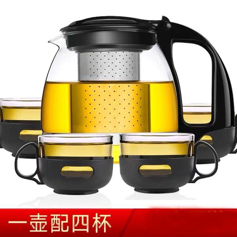 Alithai ชุดกาชงชาแบบมีไส้กรอง พร้อมถ้วยชา 4 ถ้วย รุ่น LP-ZL700 (black)