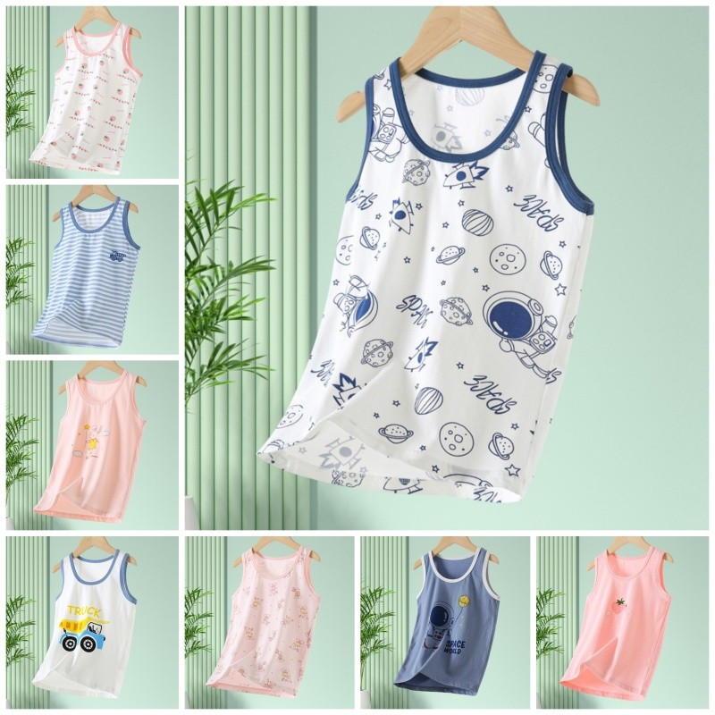 LFKids Tank Tops Lycra Cotton 110-160cm Boys Girls Cartoon Vest for Summer