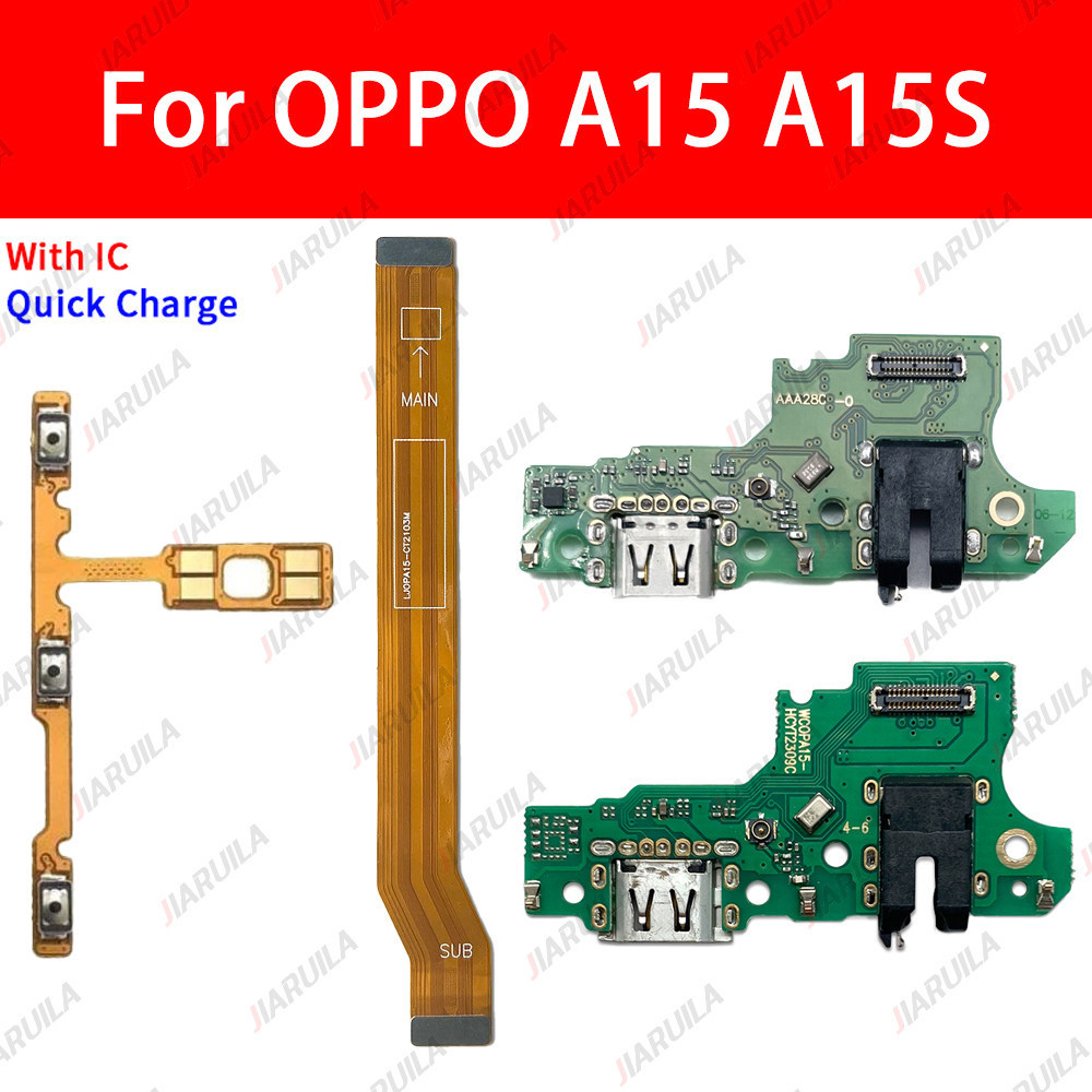 พร้อม ic สําหรับ OPPO A15 A15S USB ชาร์จพอร์ตบอร์ด + หลักเมนบอร์ดเชื่อมต่อ Flex Cable