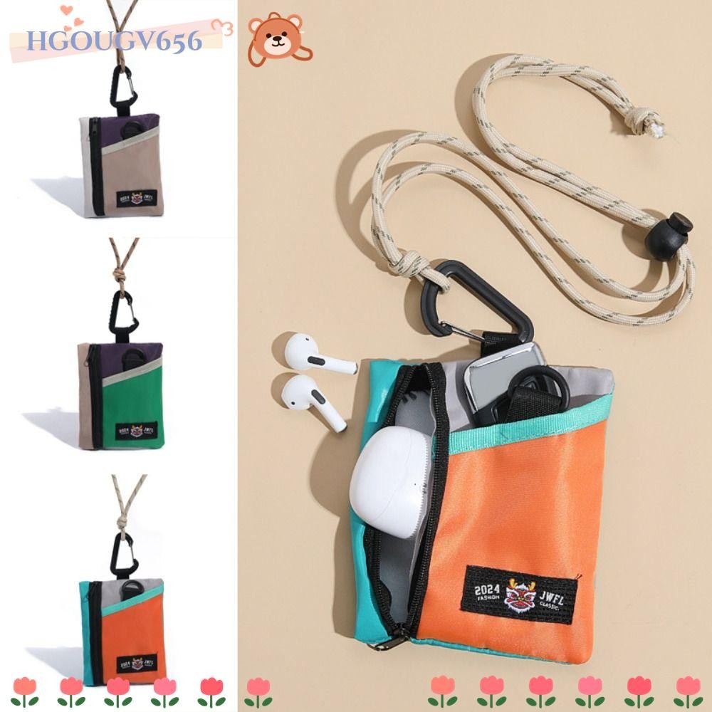 Hgougv656 กระเป๋าใส่เหรียญ,ไนลอนมินิ,แฟชั่นการ์ตูนสายคล้องคอเชือกเส้นเล็กผู้ถือบัตรนักเรียน
