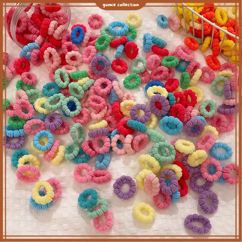 GC - 100 ชิ้นฟรีกระเป๋าผมผูกโดนัทแหวนผสมสี ELASTIC FASHION