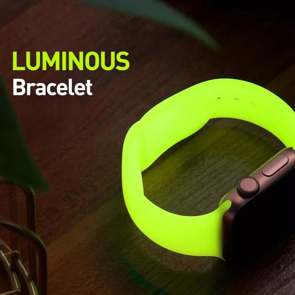 ซิลิโคนเรืองแสงสายรัดสายรัดกีฬาสร้อยข้อมือสําหรับ Apple Watch s10 42 46 iwatch SE 3456789 38 40 41 42 44 45 49มม พิเศษ2