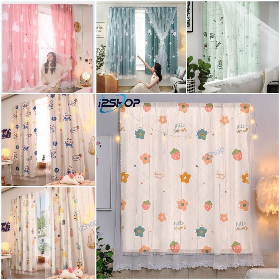 แนะนำ ผ้าม่าน ผ้าม่านหน้าต่าง ม่านประตู มองไม่ทะลุ พิมพ์ลาย แบบ2ชั้นติดกัน แถมอุปกรณ์ติดตั้ง+สายรัด ไม่เจาะผนัง ไม่ใช้ราว ติดเองได้ ราคาพิเศษ มีเก็บเงินปลายทาง