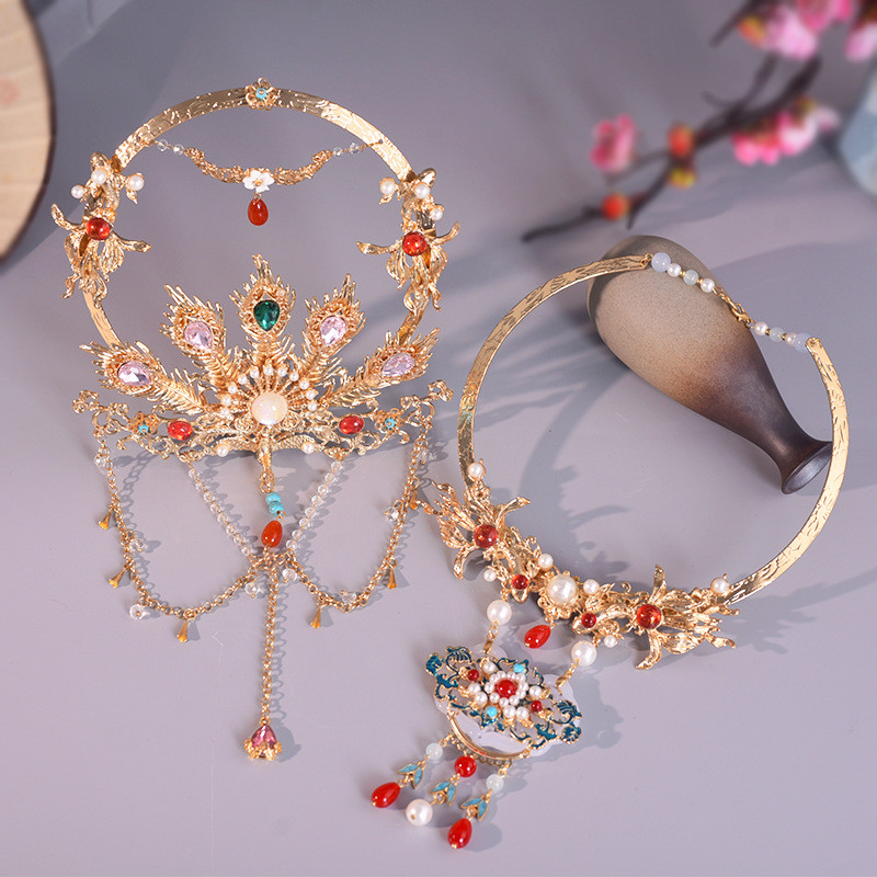 สไตล์โบราณ kweichow Moutai Bun Dance Performance COLLAR เครื่องประดับผมบริสุทธิ์