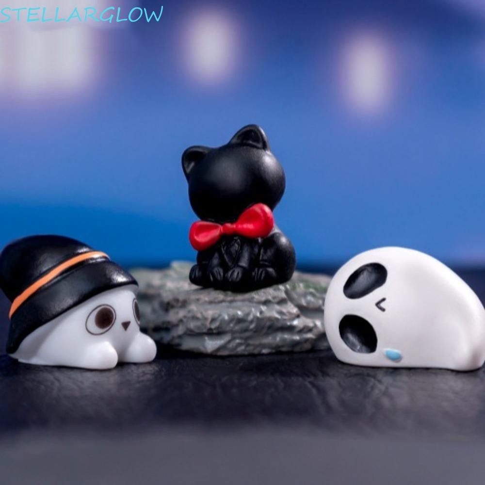 Stellarg มินิฟักทองตุ๊กตาเรซิ่น, Tree Ghost Hallowmas ตุ๊กตาเครื่องใช้ในบ้าน, ตลกค้างคาว Skull ฉากขนาดเล็กฮาโลวีน Ghost Miniatures DIY อุปกรณ์เสริม