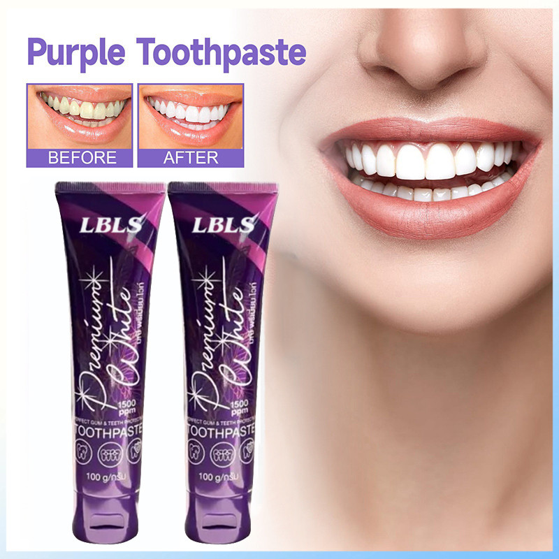 LBLS หลอดม่วง ยาสีฟันไวท์เทนนิ่ง 100g ขจัดคราบหินปูน ลดเสียวฟัน กลิ่นปากคราบพลัค สดชื่น ช่วยให้ฟันขาว ไม่แสบปาก