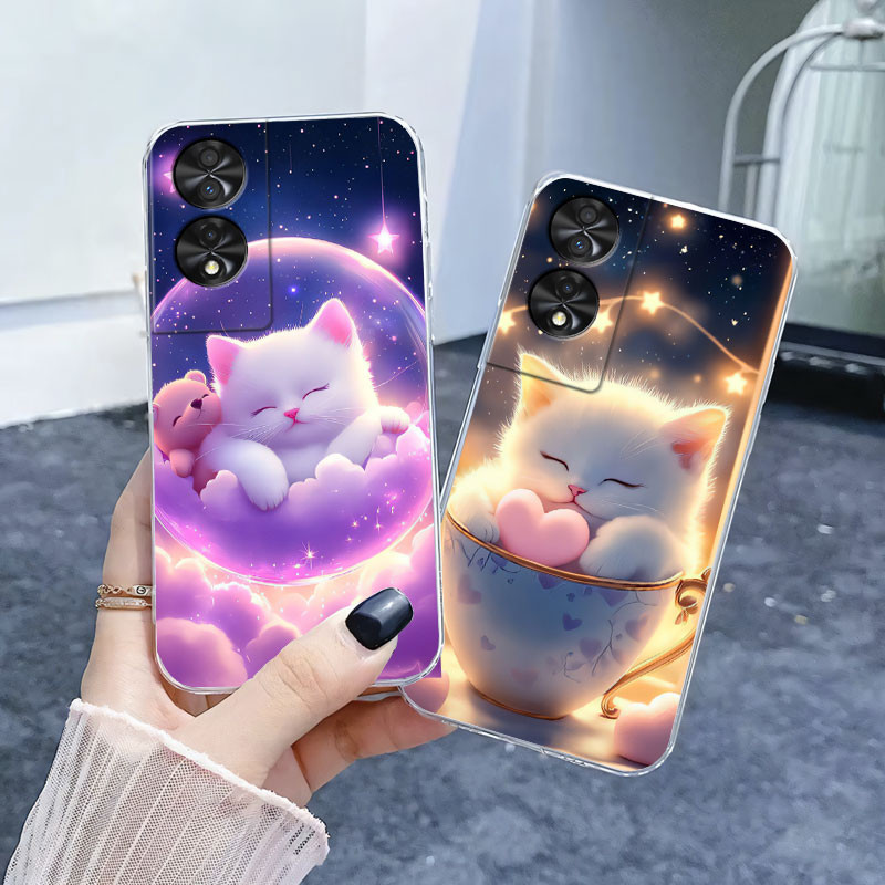 แมวน่ารักสําหรับ TCL 50 SE 50XE 5G 501 50 XL 5G 505 กรณีดอกไม้ซิลิโคนอ่อนนุ่มสําหรับ TCL 50XL NxtPap