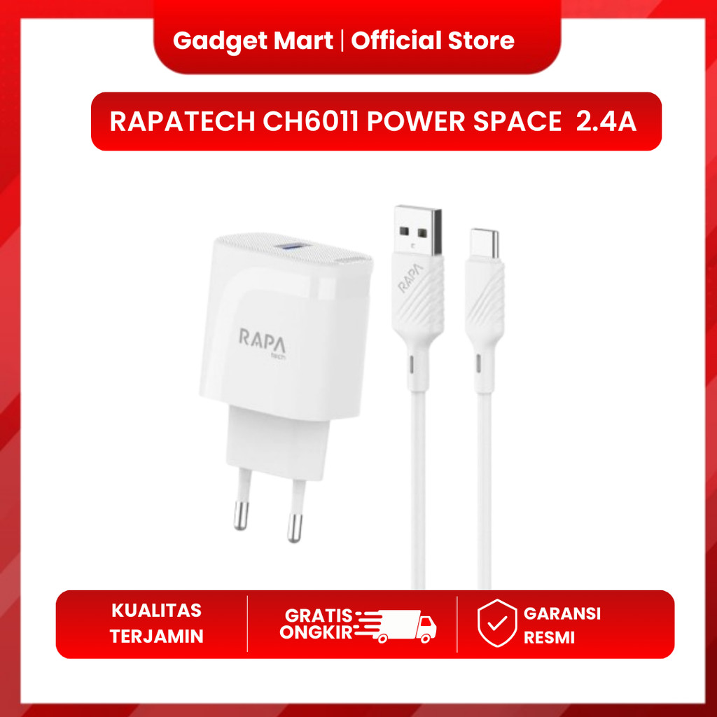 เครื่องชาร์จ TYPE C RAPATECH CH6011 POWER SPACE I (SINGLE PORT 2.4A) - BANJARMASIN