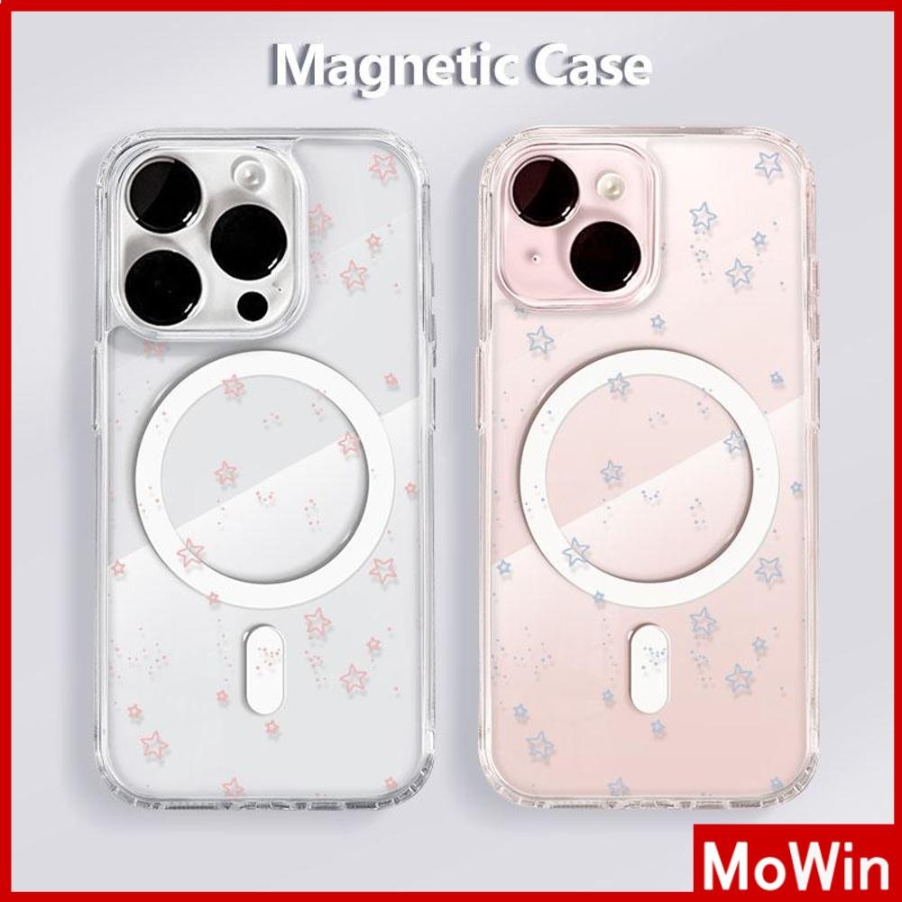 Mowin - สำหรับ iPhone 16 Pro Max เคส iPhone 11 เสริมสร้างแม่เหล็กอะคริลิคใสกระดานแข็ง TPU กรอบนุ่มกันกระแทกดาวน่ารัก iPhone15 14 13 Pro max 12 Pro Max 11 XR XS 7 8Plus max XS XR