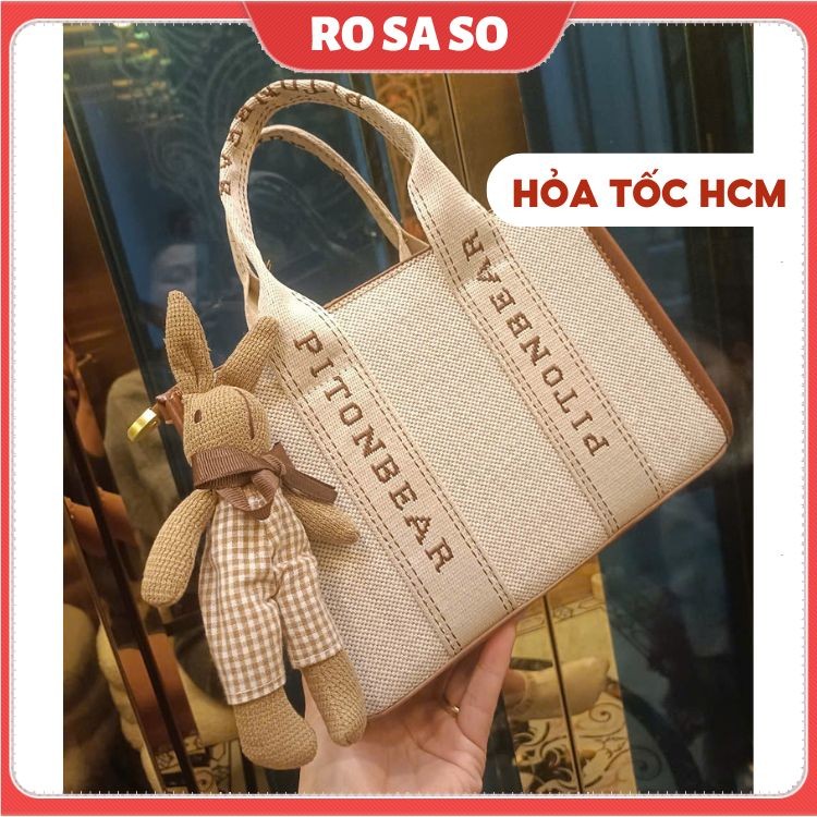ROSASO กระเป๋าถือ crossbody แบบมือถือสําหรับผู้หญิงพร้อมพวงกุญแจกระต่ายทรงสี่เหลี่ยมที่สวยงามสําหรับ