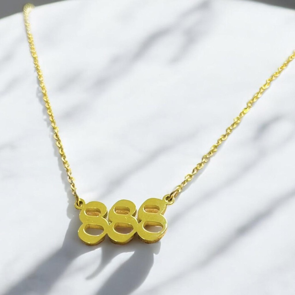 สร้อยคอ ลายโซ่โอ จี้ทริปเปิ้ล 111-999 สีทอง เครื่องประดับสำหรับผู้หญิง SW33178