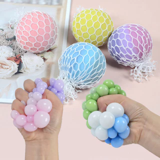 บอลบีบตาข่าย ลูกใหญ่ สีพาสเทล สีกากเพชร สีเดียว บอลบีบทะลัก ของเล่นคลายเคลียด สกุชชี่ Squishy