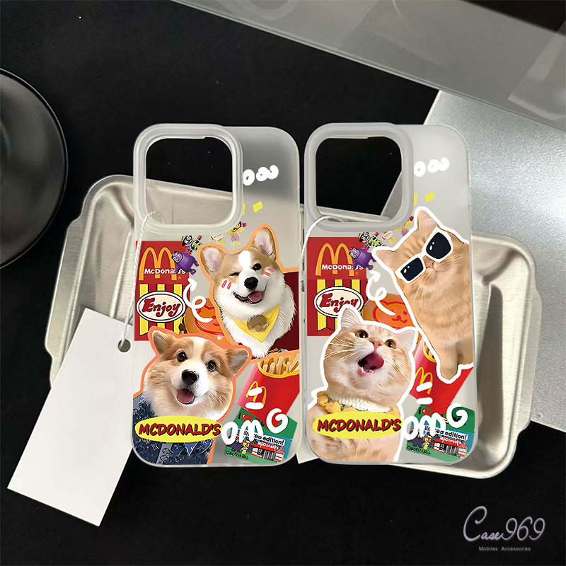 สัตว์เลี้ยงน่ารักลูกสุนัขลูกแมว เคสไอโฟน IPhone 11 13 16 14 15 12 Pro Max 7 8 16 15 Plus X XR XS Max SE 2020 TPU เคส