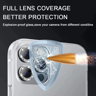 🔥GOOD🔥เพชร วิบวับ โลหะ เลนส์กล้อง แหวน กระจกนิรภัย สําหรับ iPhone17 16 15 Plus 14 Pro Max 13 Pro Max 11 12 13mini