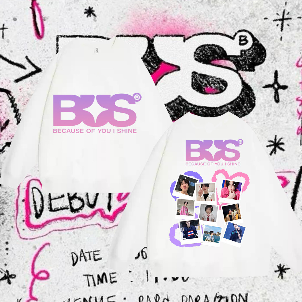 💗พร้อมส่ง💘 BUS วงบอยแบนด์ BUS Because of you, i shine เสื้อกันหนาวคอกลม BUS ผ้าฝ้ายใหม่ hot sweatshi