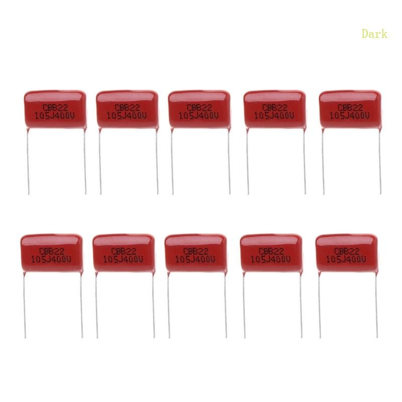 Dark 10 ชิ้น CBB22 105J 400V ตัวเก็บประจุฟิล์มโลหะ 1UF P20 มม. ตัวเก็บประจุฟิล์มบาง