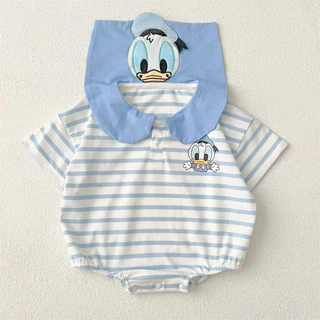 0-24 เดือนทารกแรกเกิดการ์ตูน Donald Naval เป็ด Overalls ฤดูร้อน Jumpsuit ทารก Romper - ชุดบอดี้สูทแขนสั้นสําหรับเด็ก