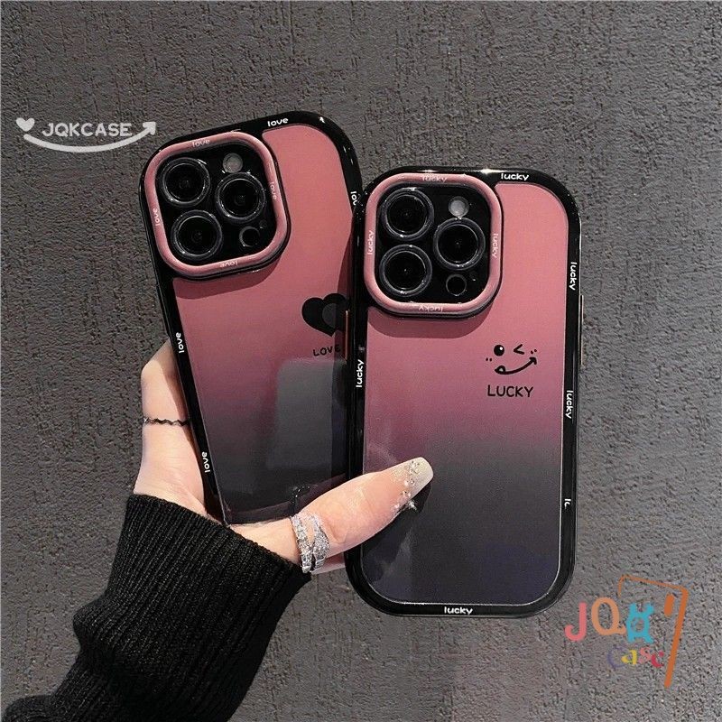 เคสไอโฟน16 สำหรับ IPhone 12 11 15 16 13 14 Pro Max X XS XR  Max 16 8 7 Plus SE เคสโทรศัพท์คู่ หัวใจสีดำ เคสโทรศัพท์สีดำ
